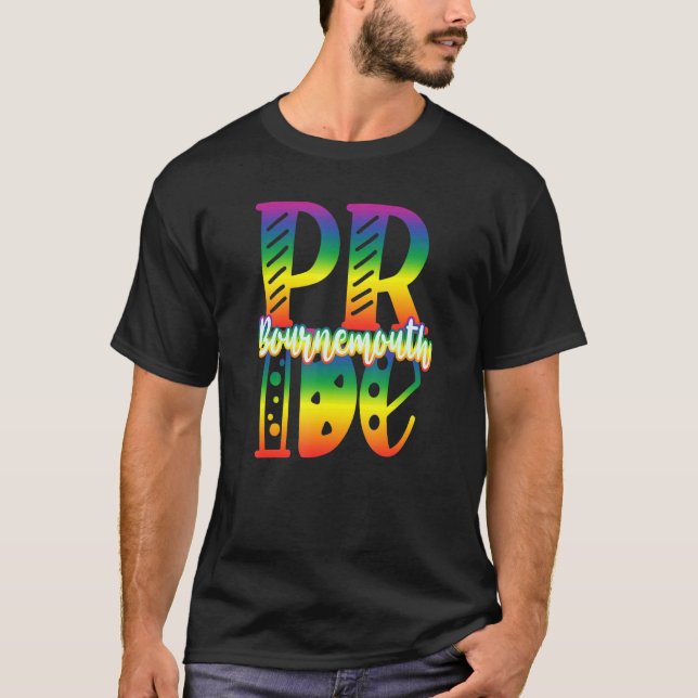 Bournemouth-Gay Pride in Blockbuchstaben T-Shirt (Vorderseite)