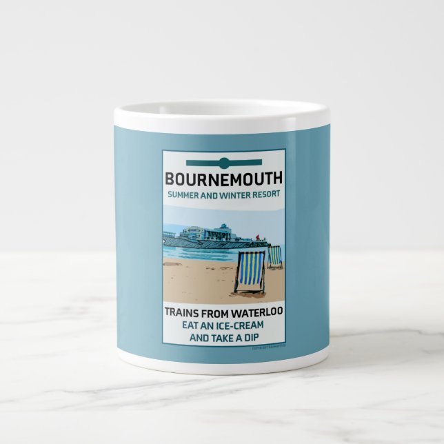 Bournemouth Vintag Retro Seaside Jumbo-Tasse (Vorderseite)
