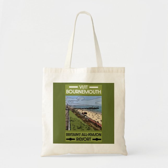 Bournemouth Vintag Retro Seaside Tragetasche (Vorne)