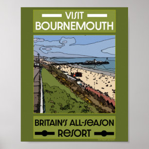 Bournemouth Vintage Retro Seebad Poster