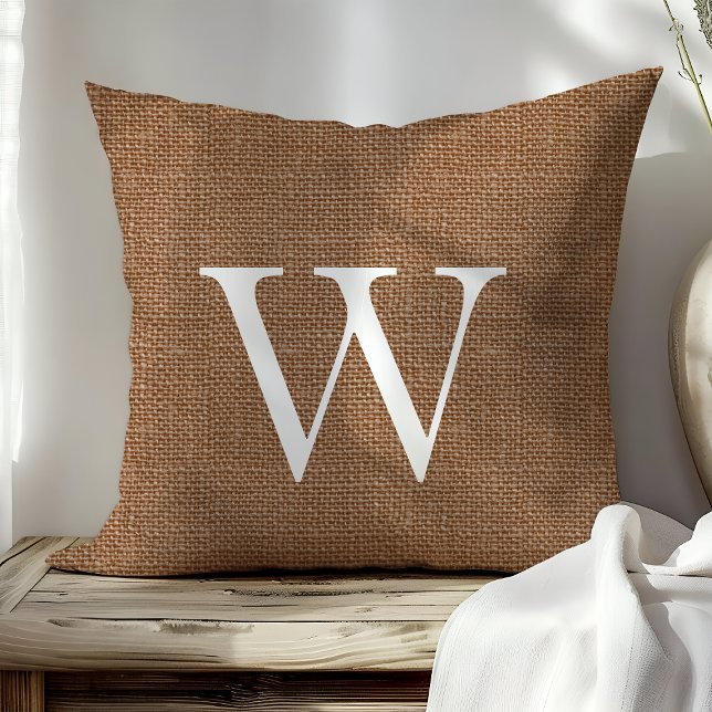 Bourrage Brown Coussin Monogramme Personnalisé (Créateur téléchargé)