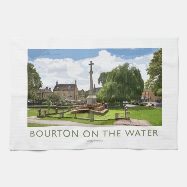 Bourton auf dem Wasser-Eisenbahn-Plakat Geschirrtuch (Horizontal)