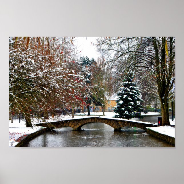 Bourton auf dem Wasser Weihnachtsbaum Cotswolds Poster (Vorne)