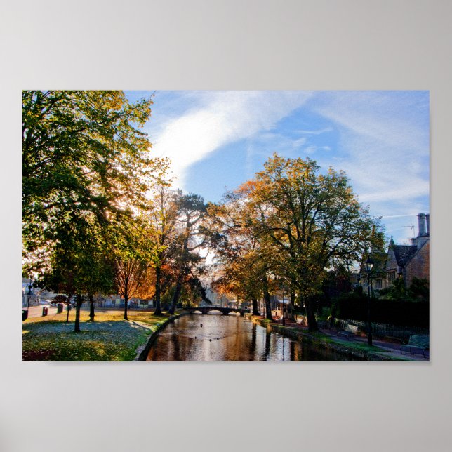 Bourton on Water Autumn Trees Cotswolds UK Poster (Vorne)