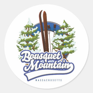 Bousquet Mountain Massachusetts Ski-Logo Runder Aufkleber