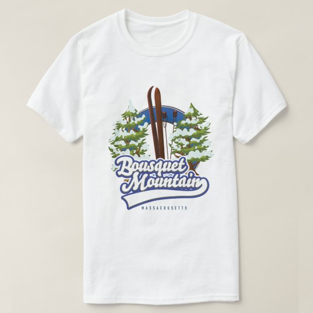 Bousquet Mountain Massachusetts Skilogos T-Shirt (Design vorne)