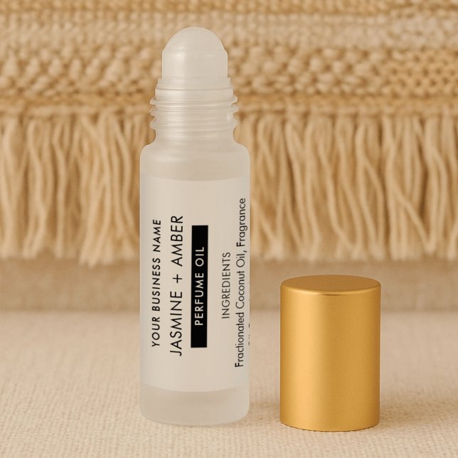Bouteille à rouleaux à parfum minimal Étiquettes t (Minimal transparent Perfume Roller Bottle Wraparound Stickers in minimalist black and white)
