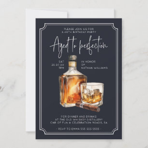 Bouteille à whisky bleu marine Invitation d'annive