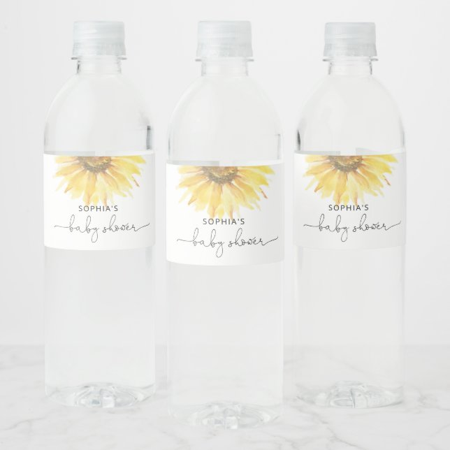 Bouteille baby shower de tournesol étiquette (Bouteilles)