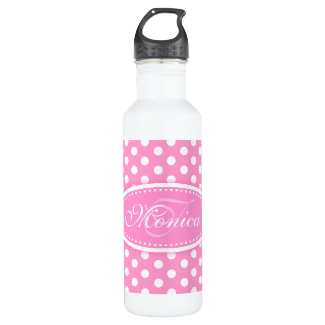 Bouteille de boissons rose pois blanc (Devant)