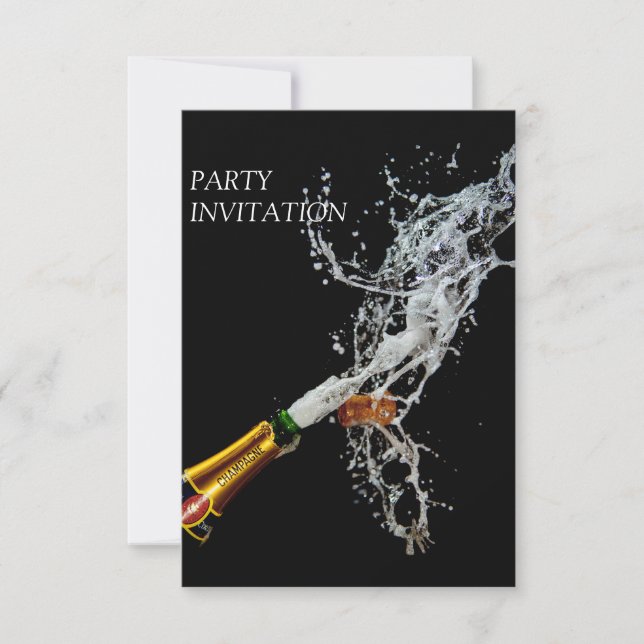 Bouteille de Champagne Invitation pour une fête (Devant)