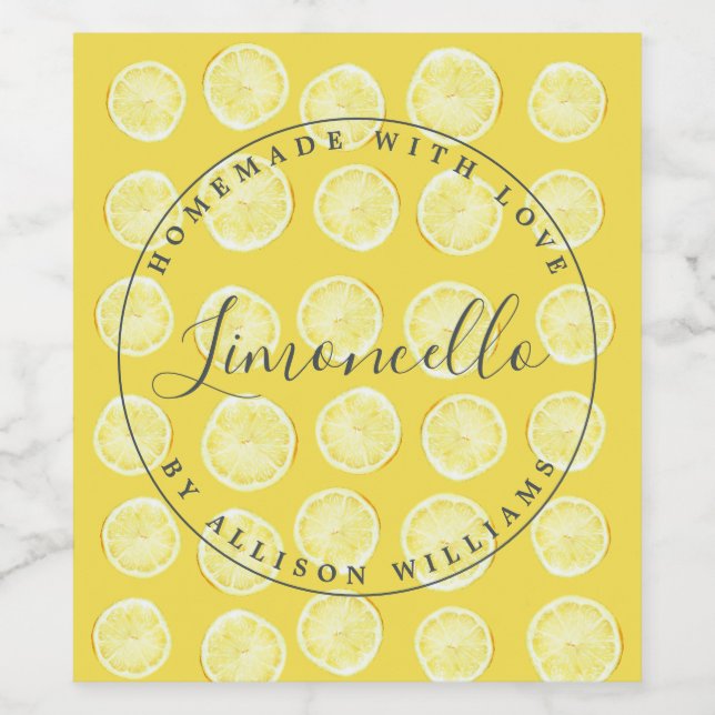 Bouteille de Limoncello fait maison Étiquette Jaun (Étiquettes simples)