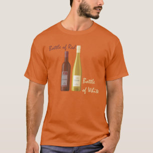 Bouteille de rouge, bouteille du T-shirt blanc