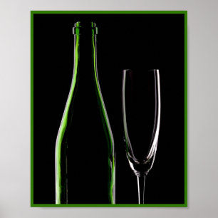 Bouteille de vin 8X10 et lunettes Art mural