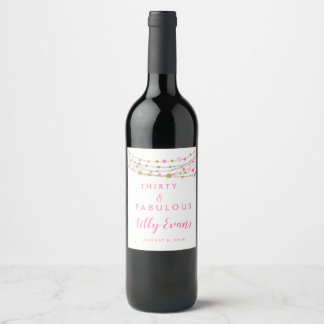 Bouteille de vin de 30e anniversaire étiquette sur
