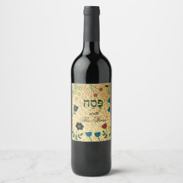 Bouteille de vin de Pâque Fleurs Étiquettes et pêc