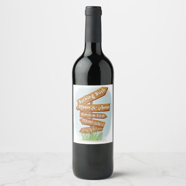 Bouteille de vin de Pâque Signes Étiquettes du tem (Devant)