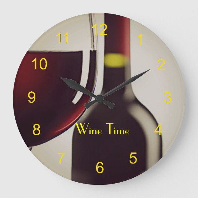 Bouteille de vin et verre Design Horloge murale (Recto)