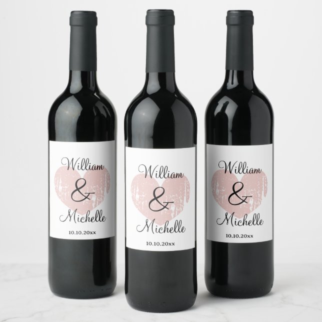 Bouteille de vin mariage rose sur mesure étiquette (Bouteilles)