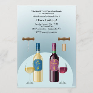 Bouteille de vin rouge et blanc Invitation