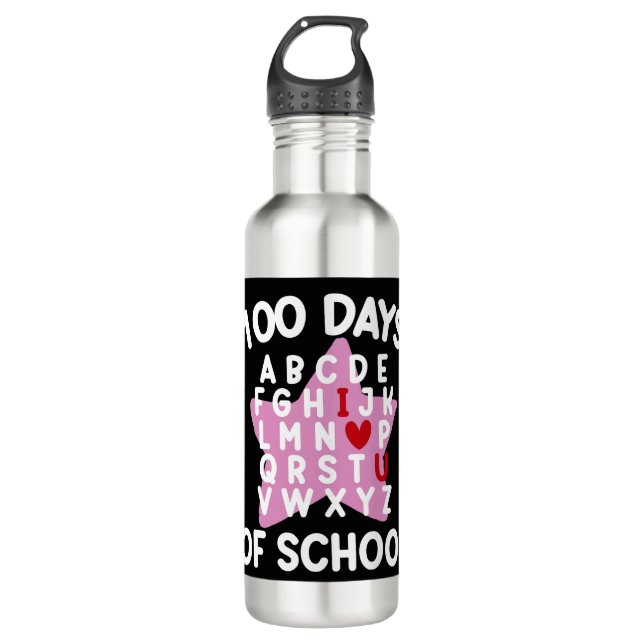 Bouteille D'eau 100 Jours D'Alphabet Scolaire 100E Jour Enseignant (Devant)