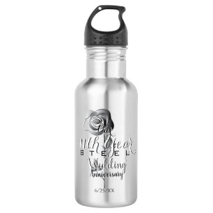 Bouteille D'eau 11e anniversaire Mariage Rose en acier