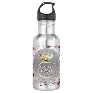 Bouteille D'eau 16e anniversaire de Mariage Cire, Statice, & Perid