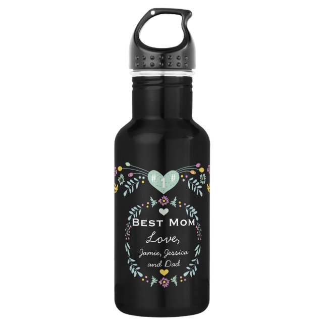 Bouteille D'eau # 1 Meilleure mère Keepsaké personnalisé (Devant)