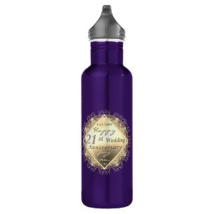 Bouteille D'eau 21e anniversaire Mariage en laiton Iolite