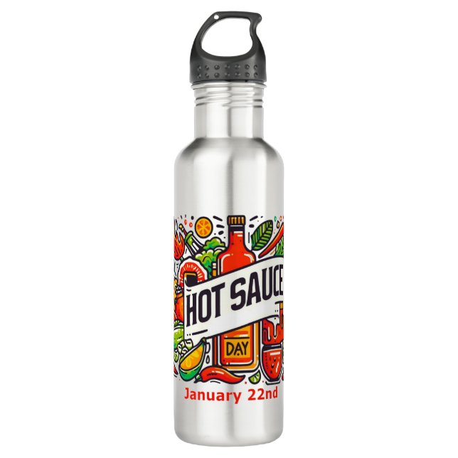 Bouteille D'eau 22 janvier - Journée de la sauce chaude (Devant)