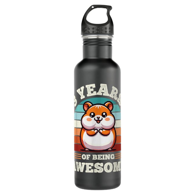 Bouteille D'eau 3 Ans D'Être Un Hamster Awesome 3e Anniversaire (Devant)