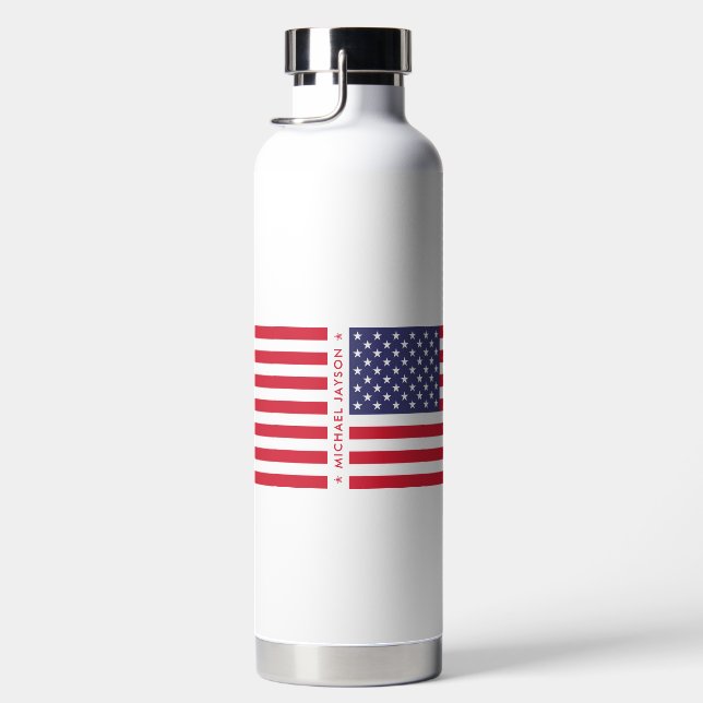 Bouteille D'eau 4 juillet moderne US American Flag Nom personnalis (Droite)