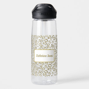 Bouteille D'eau 50e anniversaire Gold & White Random Number Motif