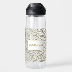 Bouteille D'eau 60e anniversaire Gold & White Random Number Motif