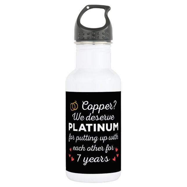 Bouteille D'eau 7e anniversaire Mariage I - Couple amusant en cuiv (Devant)
