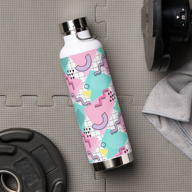 Bouteille D'eau 80's Memphis Active rose Turquoise (Salle de sport)