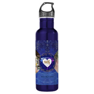 Bouteille D'eau 9e anniversaire Mariage couleur lapis