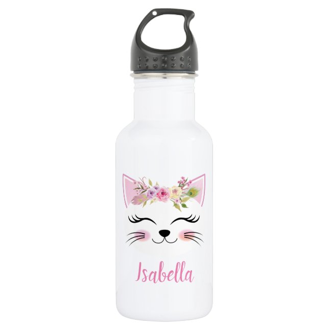 Bouteille d'eau à la tête de chaton personnalisée (Devant)