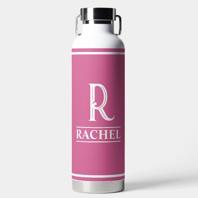 Bouteille d'eau à monogramme rose (Avant)