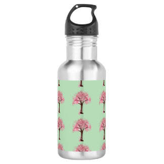 Bouteille d'eau à motif d'arbres roses