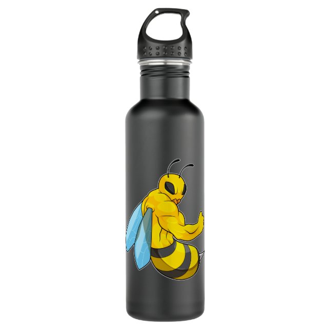 Bouteille D'eau Abeille comme culturiste (Devant)
