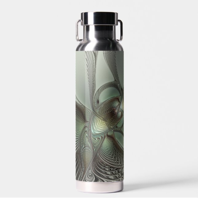 Bouteille D'eau Abstrait Olive Sage Green Grey Fractal Art Imagina (Avant)