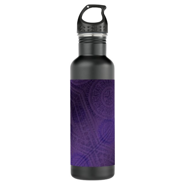 Bouteille D'eau Acceptation | Médaillons de méditation violette (Devant)