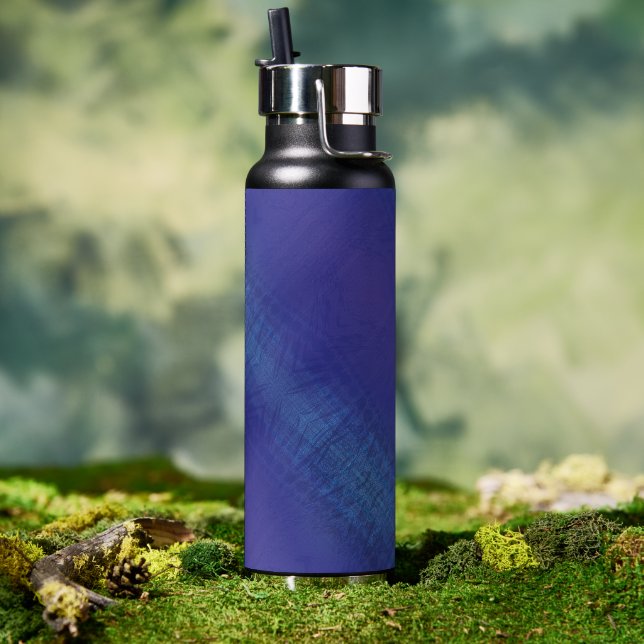 Bouteille D'eau Acceptation | Motif de Blue Indigo Violet Shibori (Couvercle)