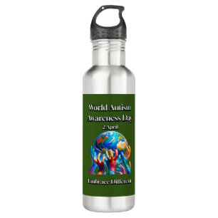 Bouteille D'eau Acceptez Différent. Journée mondiale de la Sensibi