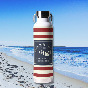 Bouteille D'eau Accessoire de sports nautiques rayés bleu marine