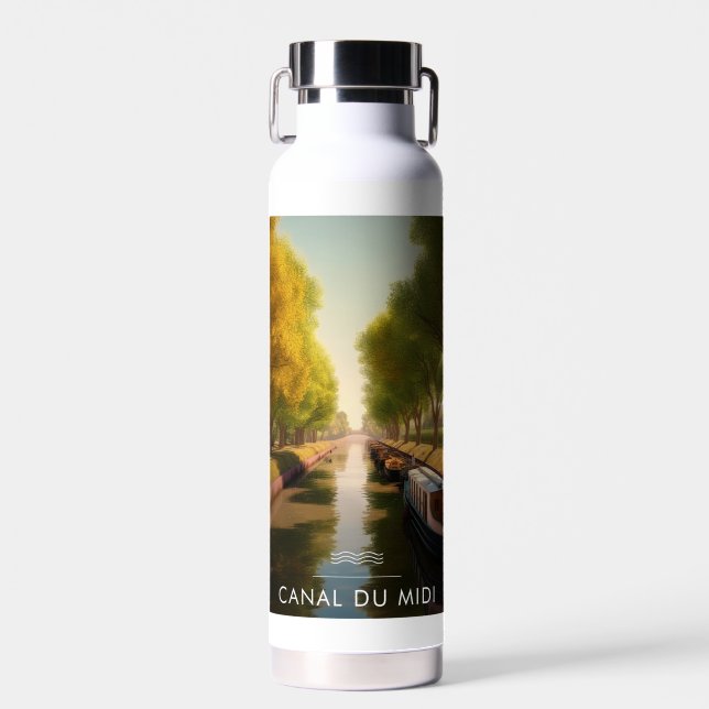 Bouteille D'eau Affiche Canal du midi - France - illustration (Avant)