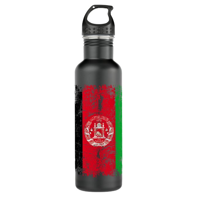 Bouteille D'eau AFGHAN FLAG | Don du drapeau de l'Afghanistan Vint (Devant)