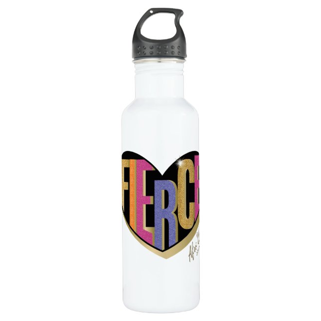 Bouteille D'eau Afro Unicorn Fierce Heart Design (Devant)