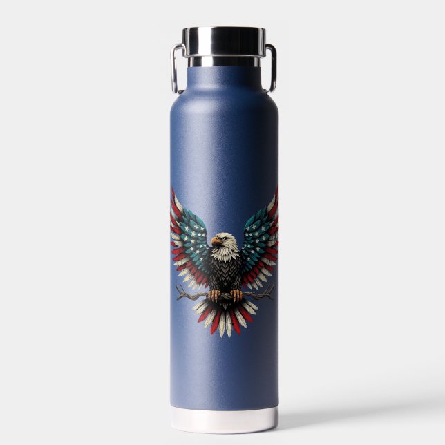 Bouteille D'eau Aigle rustique patriotique américain/américain cha (Avant)